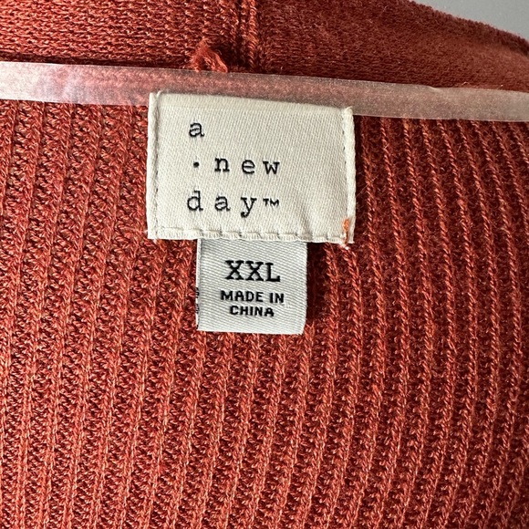 A New Day Target π―Cardigan Duster Sweater Light Weight Knit Rust Orange Red XXL - Picture 4 of 8